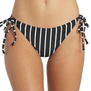 Roxy PT Beach Classics Bikini Swim Bottoms Tie Side Black White Stripe